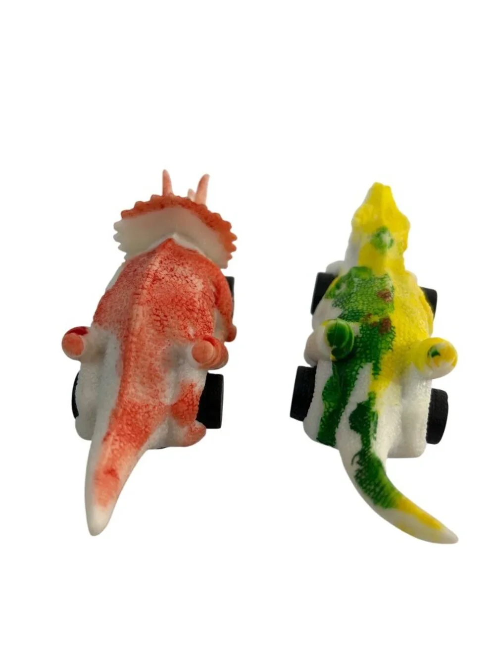 Friction Kids Toy Dinosaurs Set of 2 Multicolored Orange/Green/Yellow Push/Relea